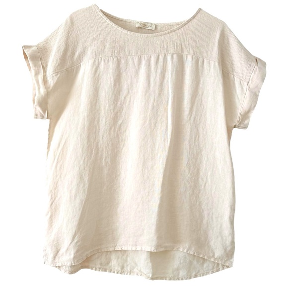 100% Linen Neutral Beige Bellambria Boxy NormCore Top Size Large - Picture 1 of 7
